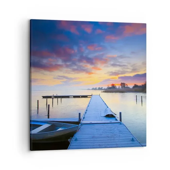 Cuadro sobre lienzo – Impresión de Imagen – Calma púrpura y dorada – 50×50 cm