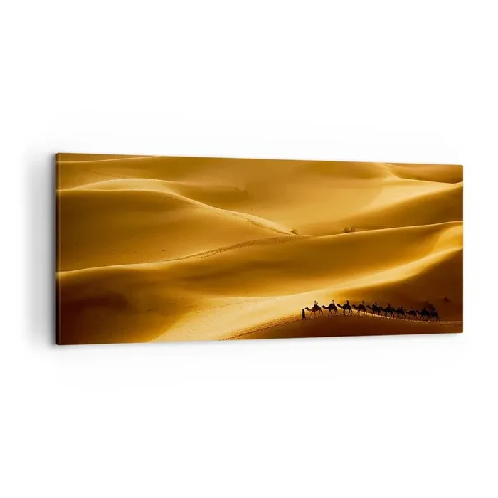 Cuadro sobre lienzo – Impresión de Imagen – Caravana sobre las olas del desierto – 100×40 cm