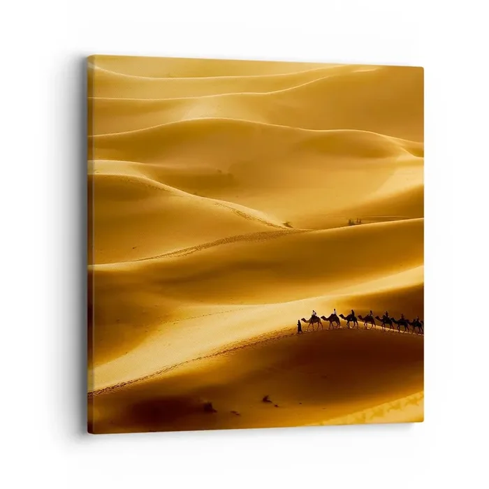 Cuadro sobre lienzo – Impresión de Imagen – Caravana sobre las olas del desierto – 40×40 cm
