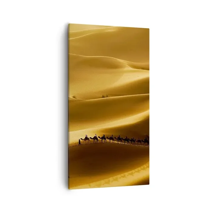 Cuadro sobre lienzo – Impresión de Imagen – Caravana sobre las olas del desierto – 55×100 cm