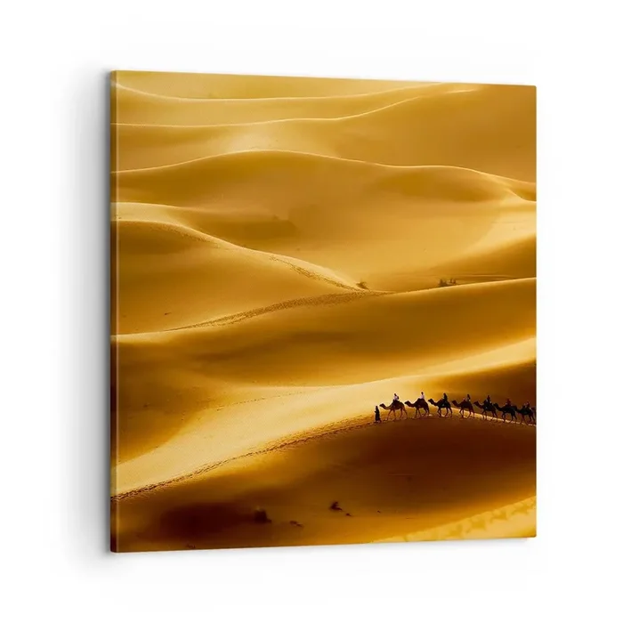 Cuadro sobre lienzo – Impresión de Imagen – Caravana sobre las olas del desierto – 60×60 cm