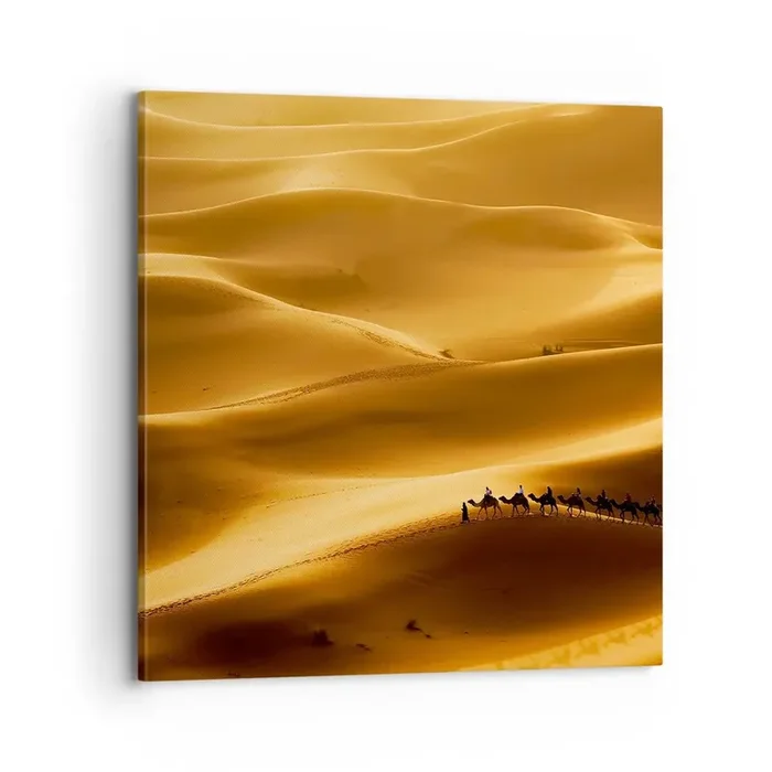 Cuadro sobre lienzo – Impresión de Imagen – Caravana sobre las olas del desierto – 70×70 cm