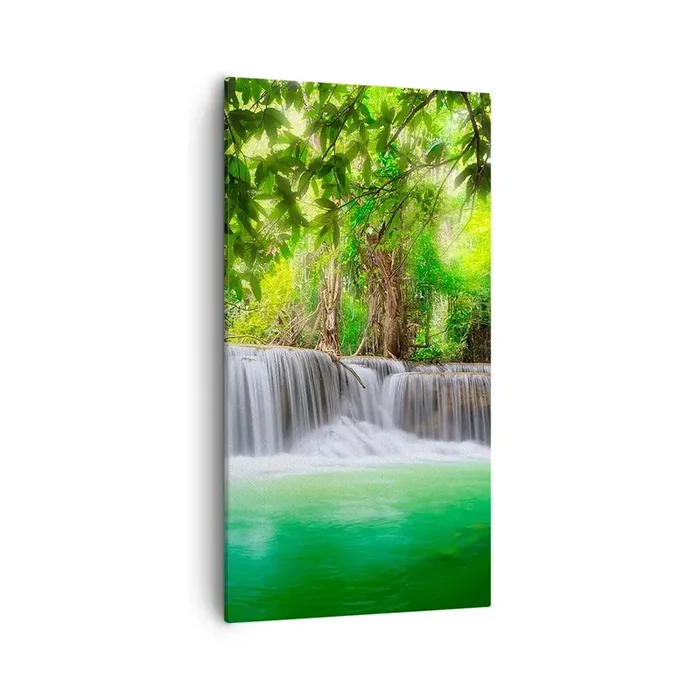 Cuadro sobre lienzo – Impresión de Imagen – Cascada en verde – 55×100 cm