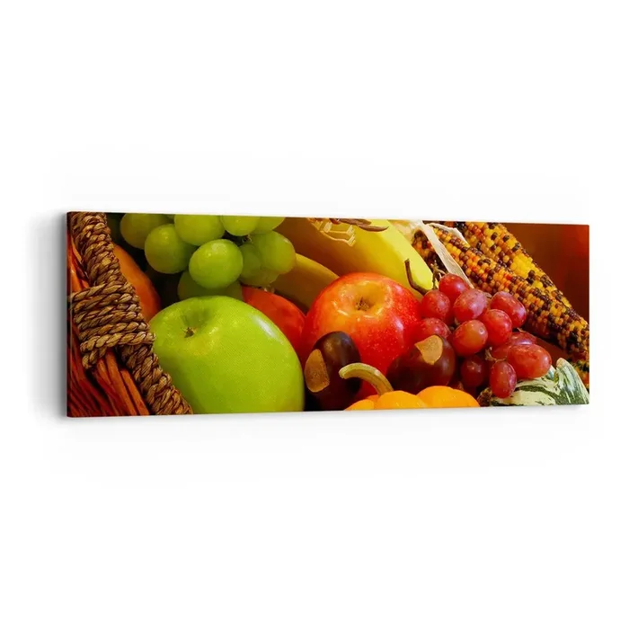 Cuadro sobre lienzo – Impresión de Imagen – Cesta de la cosecha – 90×30 cm