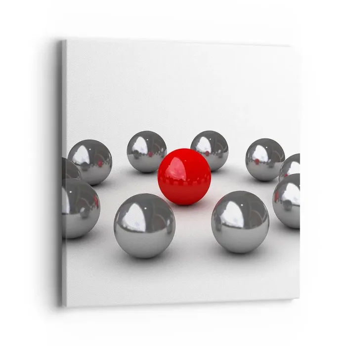 Cuadro sobre lienzo – Impresión de Imagen – Círculo en plata y rojo – 40×40 cm