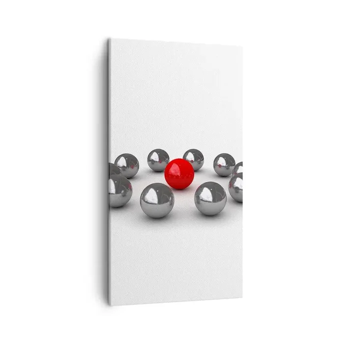 Cuadro sobre lienzo – Impresión de Imagen – Círculo en plata y rojo – 45×80 cm