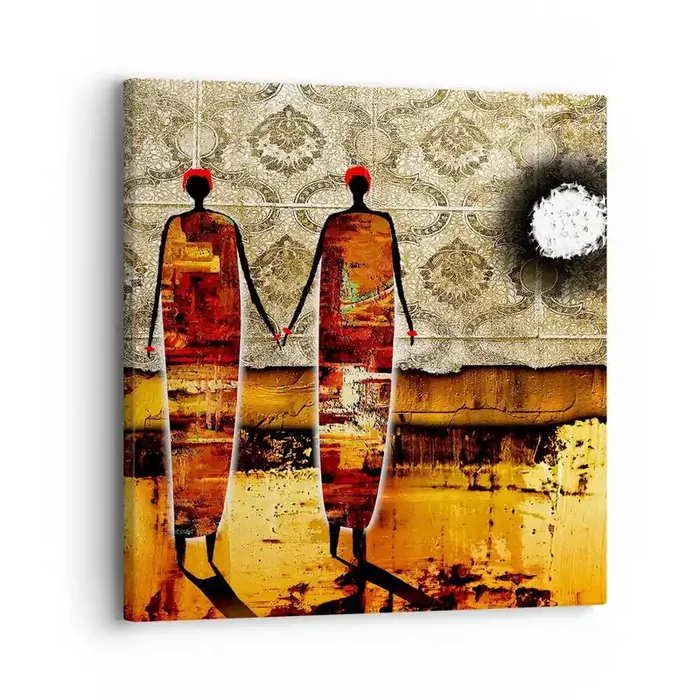 Cuadro sobre lienzo – Impresión de Imagen – Composición étnica en colores africanos – 30×30 cm