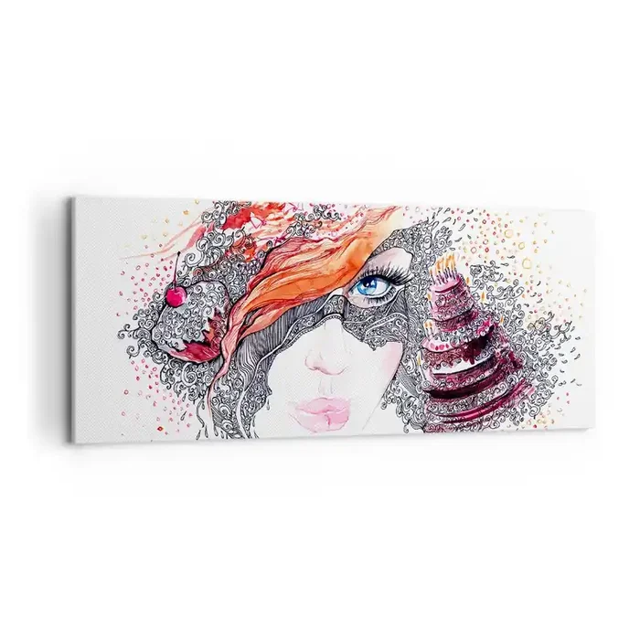 Cuadro sobre lienzo – Impresión de Imagen – Con ella cada día es una fiesta – 100×40 cm
