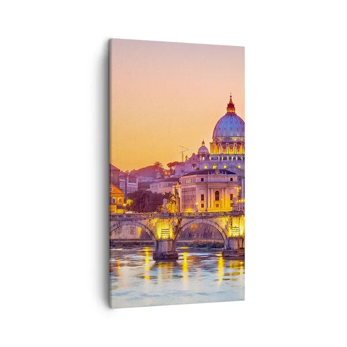 Cuadro sobre lienzo – Impresión de Imagen – Crepúsculo sobre la Ciudad Eterna – 45×80 cm