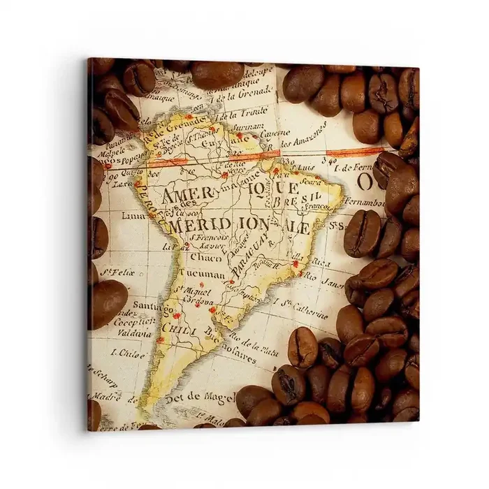 Cuadro sobre lienzo – Impresión de Imagen – ¿De dónde viene el mejor café? – 70×70 cm