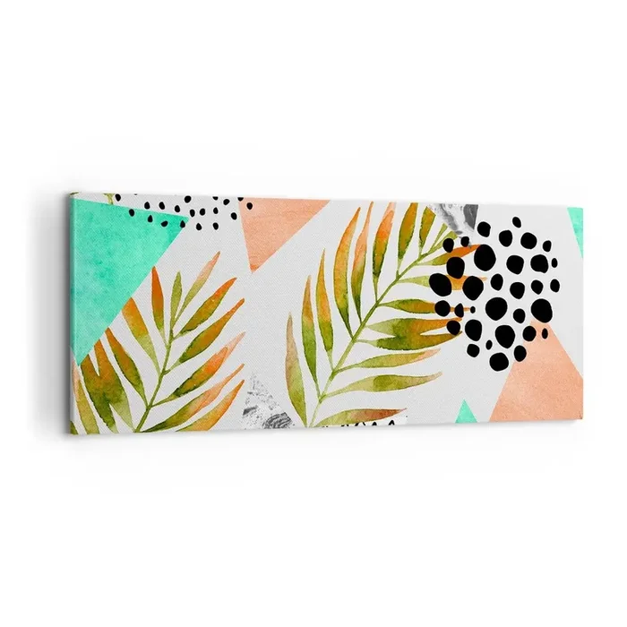 Cuadro sobre lienzo – Impresión de Imagen – Decoración con hojas de palmera – 100×40 cm