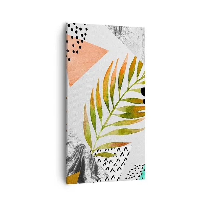 Cuadro sobre lienzo – Impresión de Imagen – Decoración con hojas de palmera – 55×100 cm