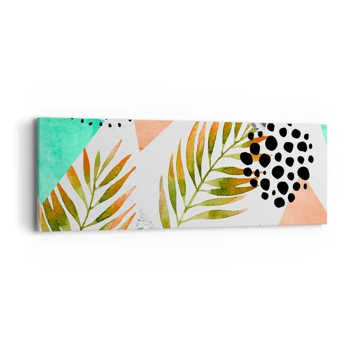 Cuadro sobre lienzo – Impresión de Imagen – Decoración con hojas de palmera – 90×30 cm