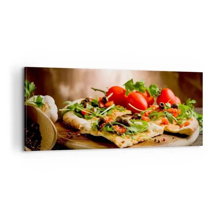 Cuadro sobre lienzo – Impresión de Imagen – Directamente del horno y del jardín – 100×40 cm