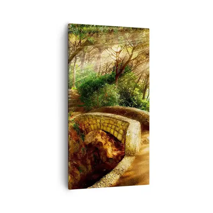 Cuadro sobre lienzo – Impresión de Imagen – Directamente desde el puente hacia el bosque de las hadas – 55×100 cm