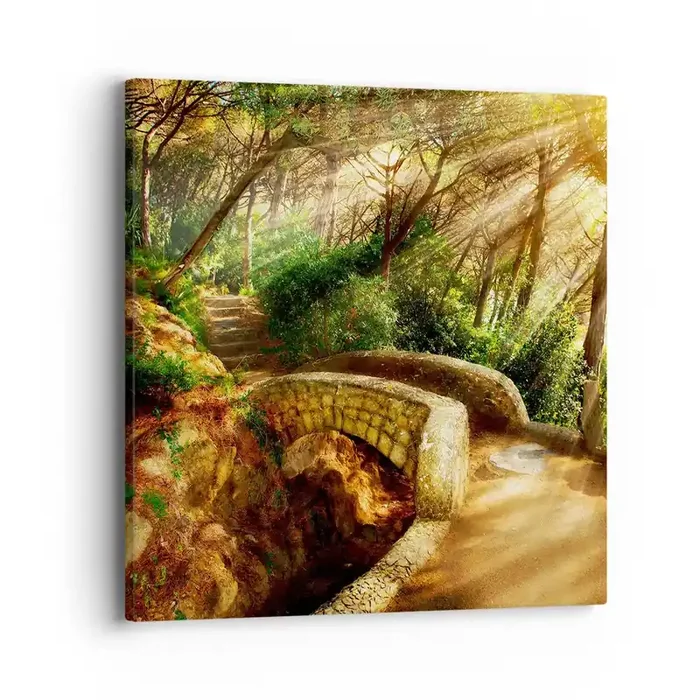 Cuadro sobre lienzo – Impresión de Imagen – Directamente desde el puente hacia el bosque de las hadas – 40×40 cm