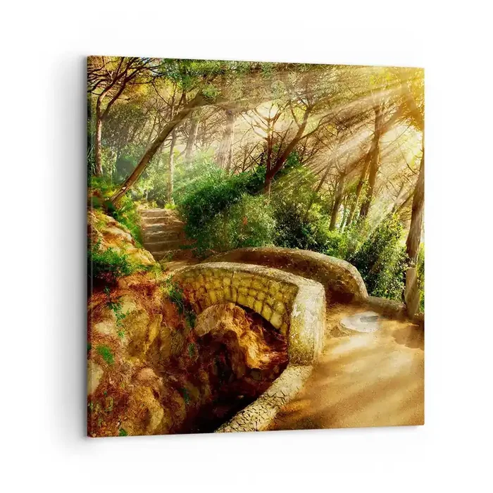 Cuadro sobre lienzo – Impresión de Imagen – Directamente desde el puente hacia el bosque de las hadas – 50×50 cm