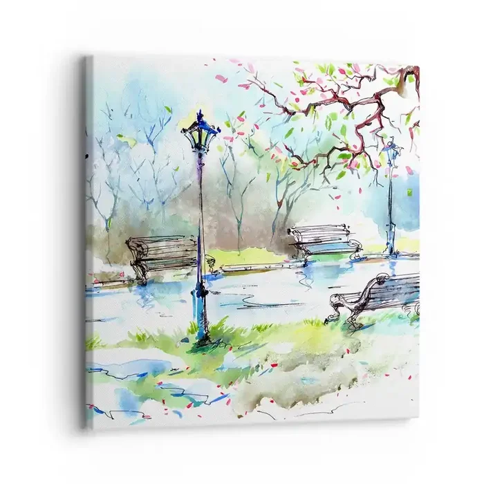 Cuadro sobre lienzo – Impresión de Imagen – El encanto del silencio del parque – 30×30 cm