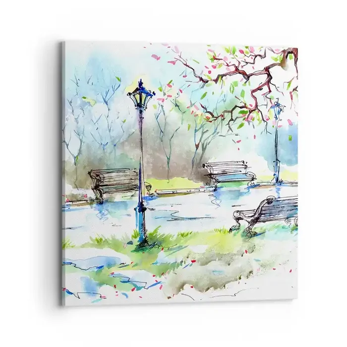 Cuadro sobre lienzo – Impresión de Imagen – El encanto del silencio del parque – 70×70 cm