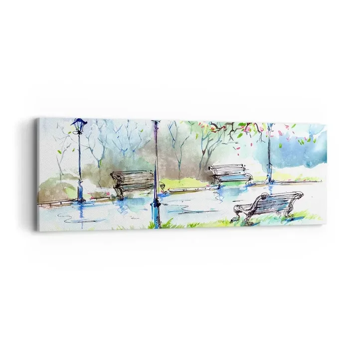 Cuadro sobre lienzo – Impresión de Imagen – El encanto del silencio del parque – 90×30 cm
