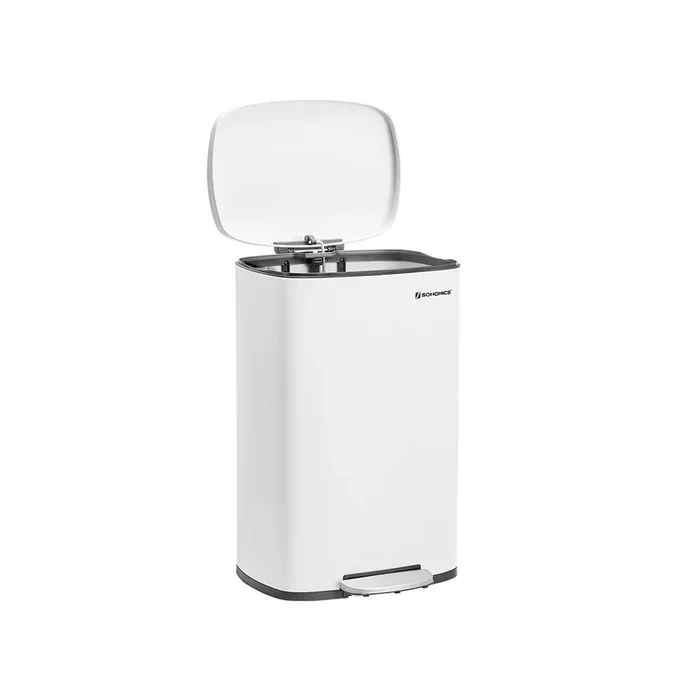 Cubo de Basura de 50 L Basurero para Cocina con Pedal Acero Cubeta Interior-SONGMICS