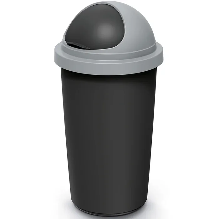 Cubo de basura plástico negro/gris 50L