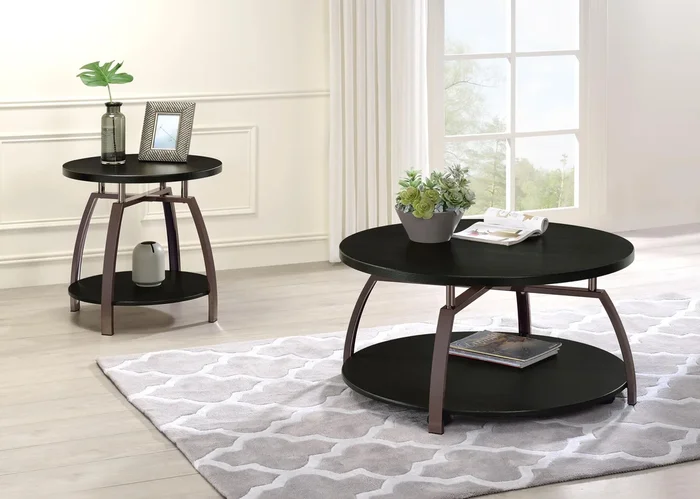 Dacre Dark Charcoal 2-Piece Round Coffee and End Table Set