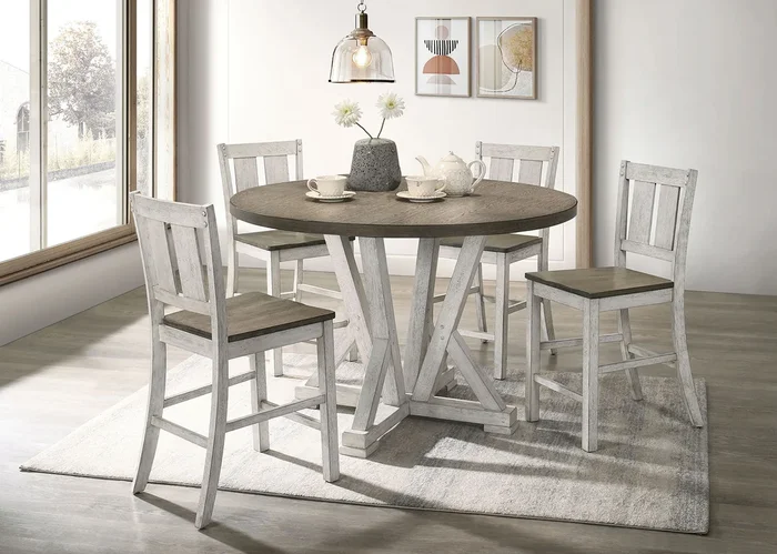Dakota Antique White/Ash Brown Counter Ht. Table
