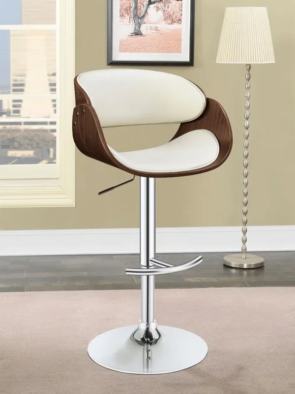 Dana Ecru/Chrome Adjustable Bar Stool