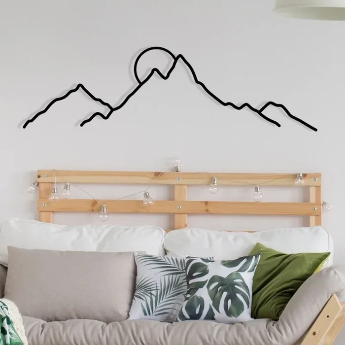 Decoración de pared 100×29 cm montañas metal