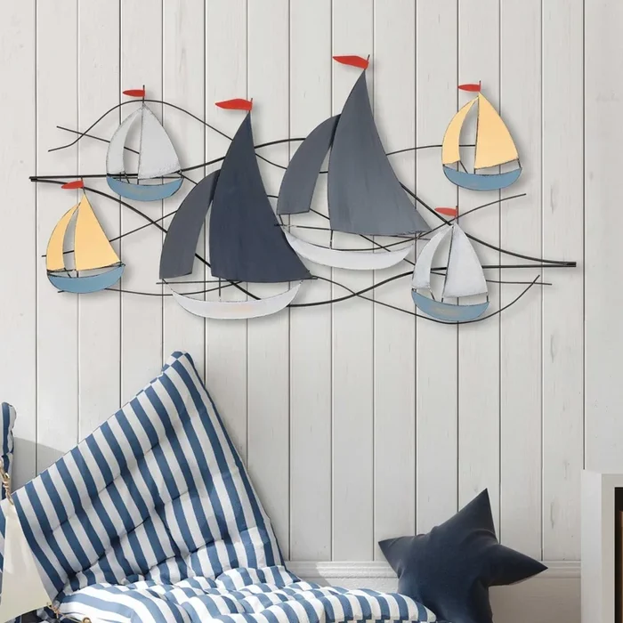 Decoración de pared 120×60 cm veleros metal
