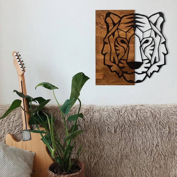 Decoración de pared 56×58 cm tigre madera/metal