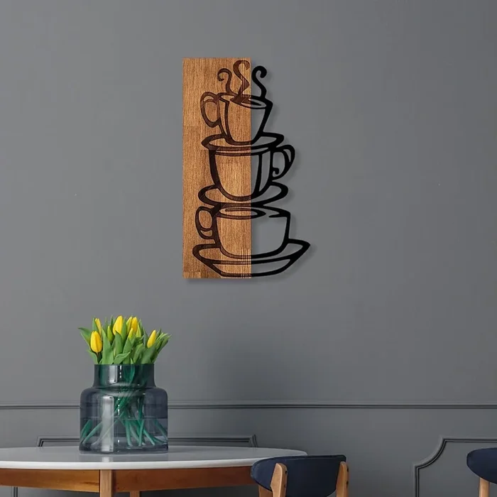 Decoración de pared 58×34 cm tazas madera/metal