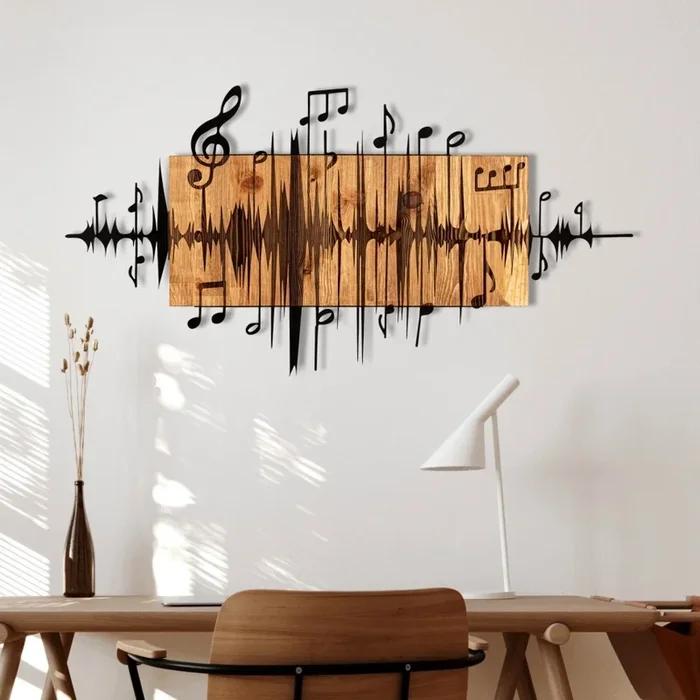 Decoración de pared 90×47 cm Notas madera/metal