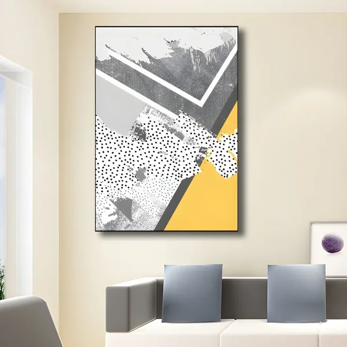 Decoración de pared de estilo contemporáneo, pintura abstracta con patrón gris, varios tamaños – Gris 30 cm x 40 cm