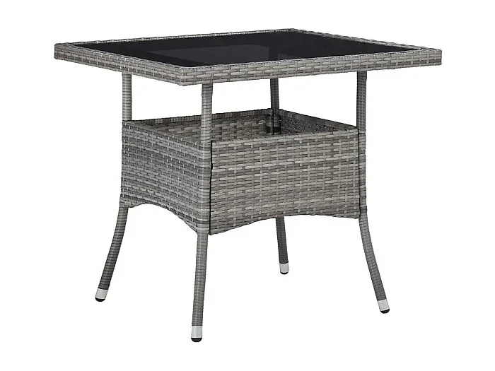 Deerlijk Muebles de jardín 3 piezas ratán sintético y vidrio gris