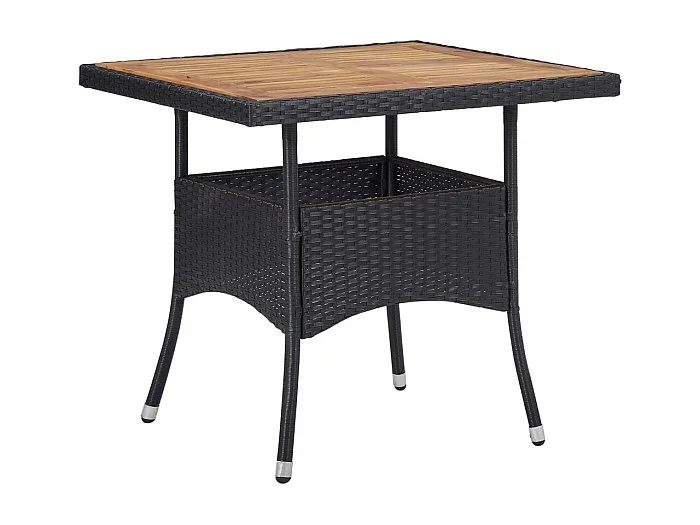 Deerlijk Muebles de jardín 5 piezas ratán sintético negro y acacia