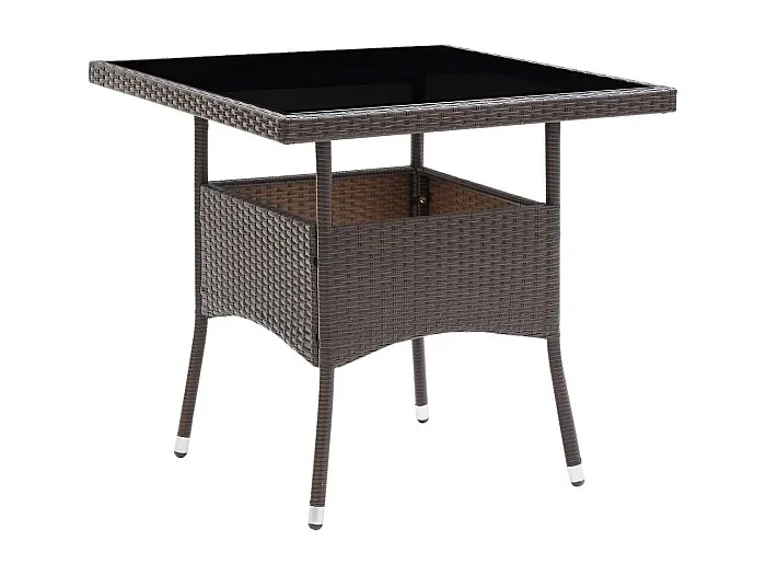 Deerlijk Muebles de jardín 5 piezas ratán sintético y vidrio marrón
