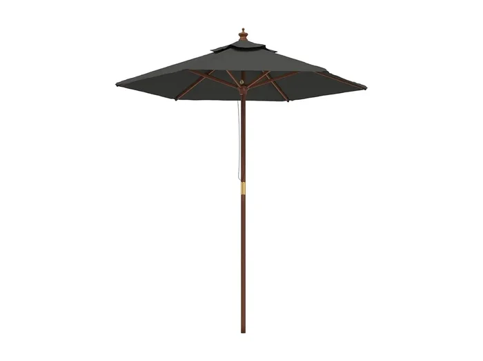 Delinra Sombrilla jardín con poste de madera gris antracita 196×231 cm