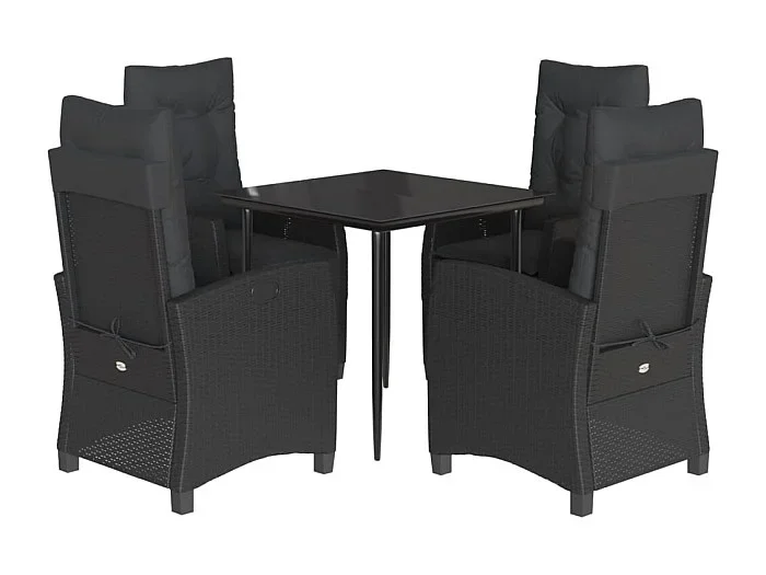 Derravon Set de muebles jardín 5 pzas con cojines ratán sintético negro