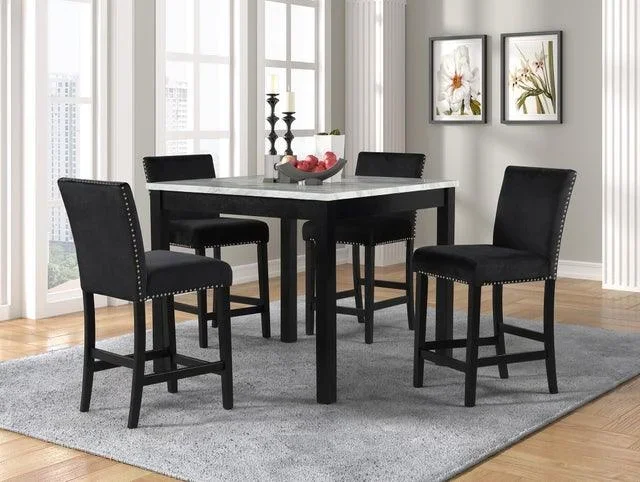 Dior – Black Pub 5-Piece Counter Height Set