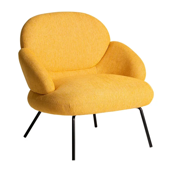 Dokkum Sillón, de Chenilla, en color Mostaza, de 83x75x85cm – Lastdeco