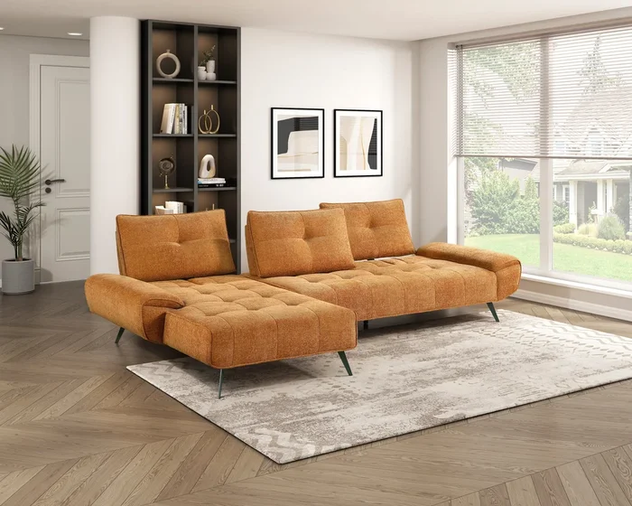 Dominic Orange 2-Piece Sectional with Left Chaise and Dual-position Backs