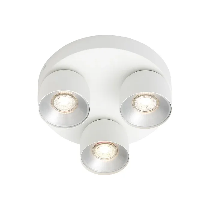 Downlight Pitcher, GU10, 3 luces, redondo, metal, blanco