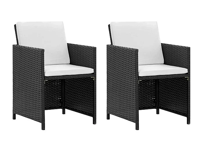 Drumaness Set comedor de jardín 5 piezas y cojines ratán sintético negro