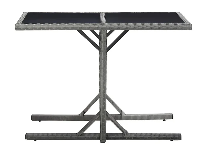 Drumsna Mesa de jardín vidrio y ratán sintético antracita 110x53x72 cm