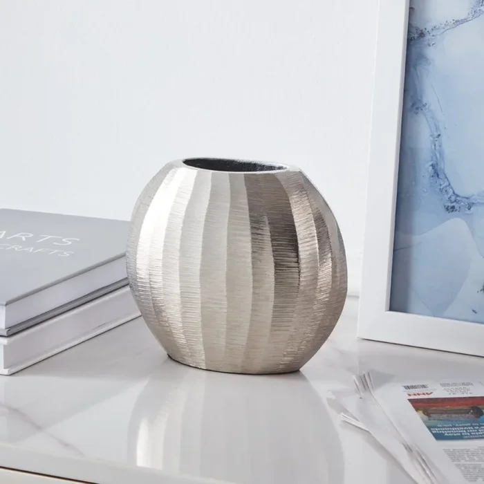 Eglo – Jarrón de metal 13×15 cm plata