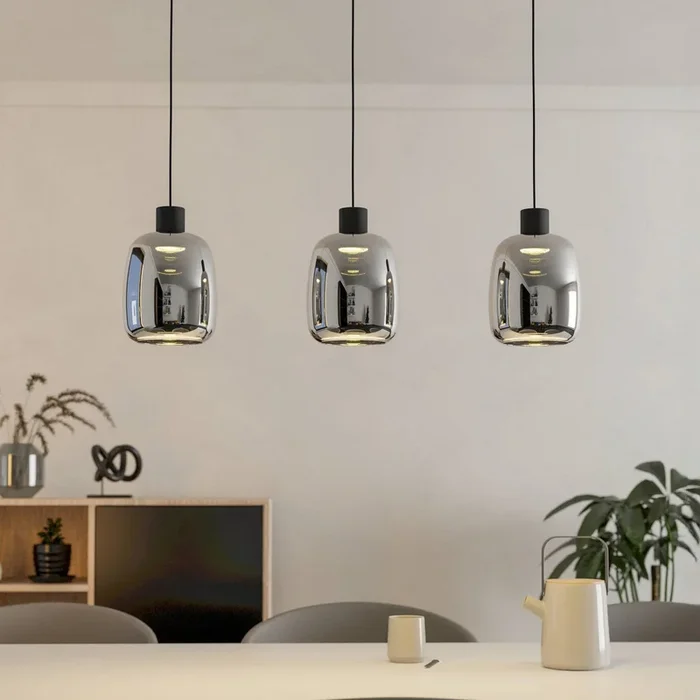 EGLO connect lámpara colgante LED Molochio-Z, 3 luces, negro, transparente