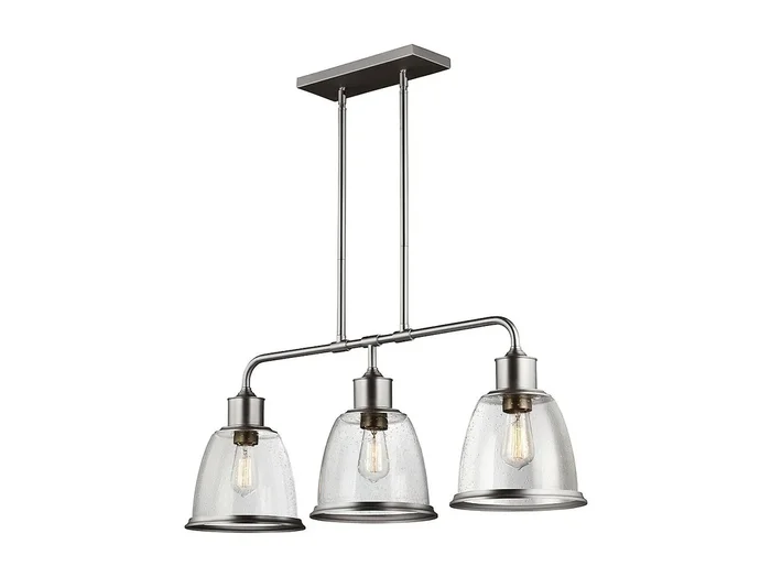 Elstead Hobson 3 Light Ceiling Island Chandelier Pendant Bar Light Satin Nickel, E27