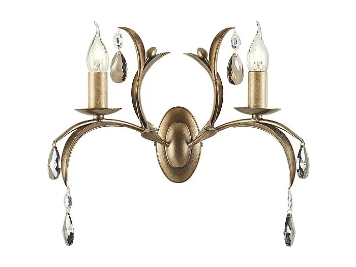 Elstead Lily 2 ljus inomhusljus vägglampa metallisk brons blommig löv design